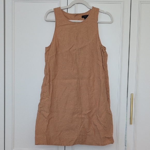 J. Crew Sleeveless Tan Linen Shift Dress Size Small - Picture 2 of 5